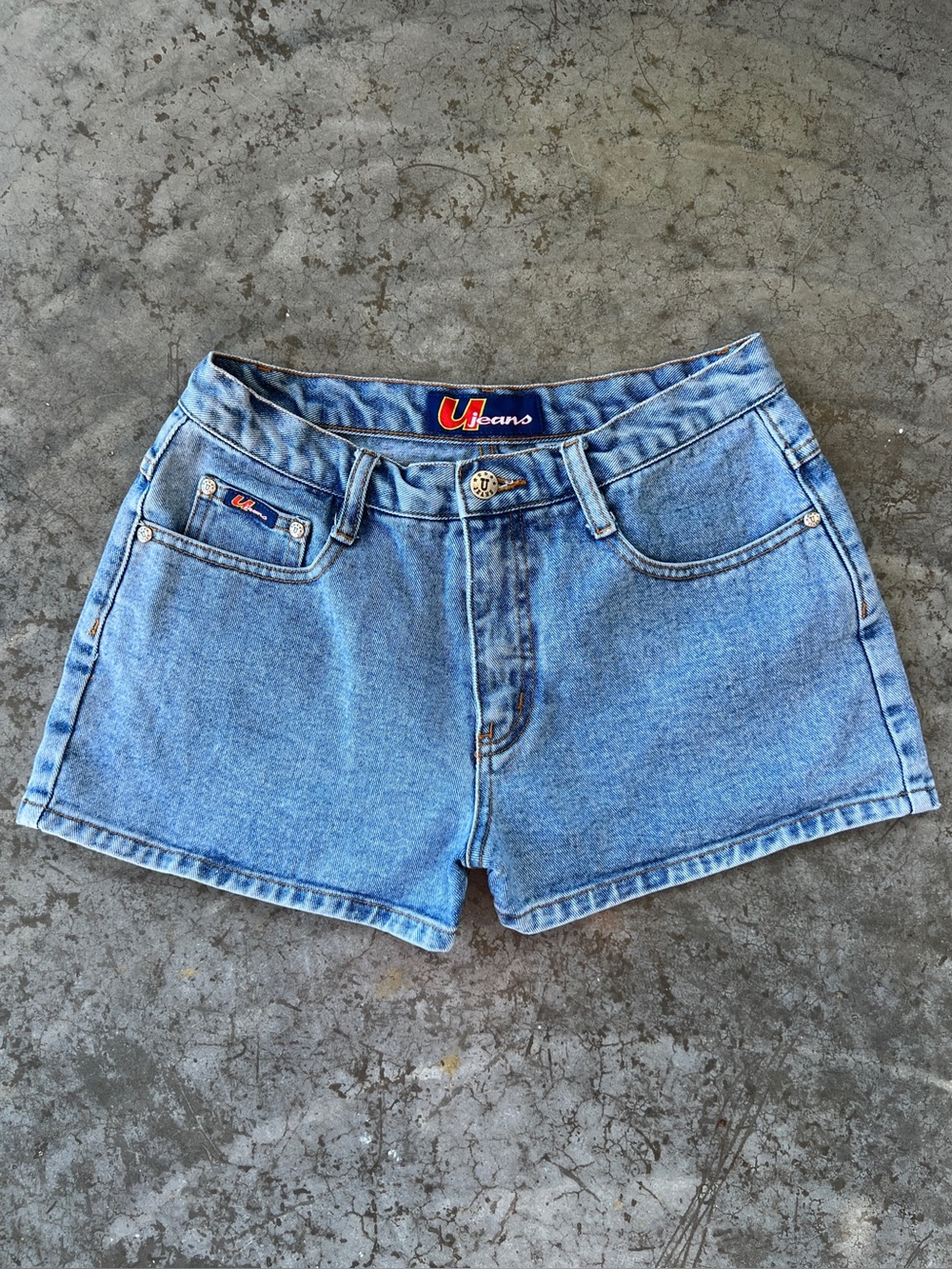 Vintage 90s U Jeans Denim Shorts Tag 7/8 Fits 27-28 Medium Wash Mid Rise
